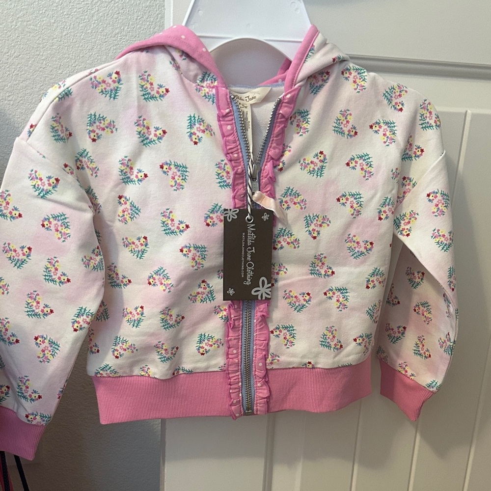 Matilda Jane Kids Floral Hoodie - Pink and White